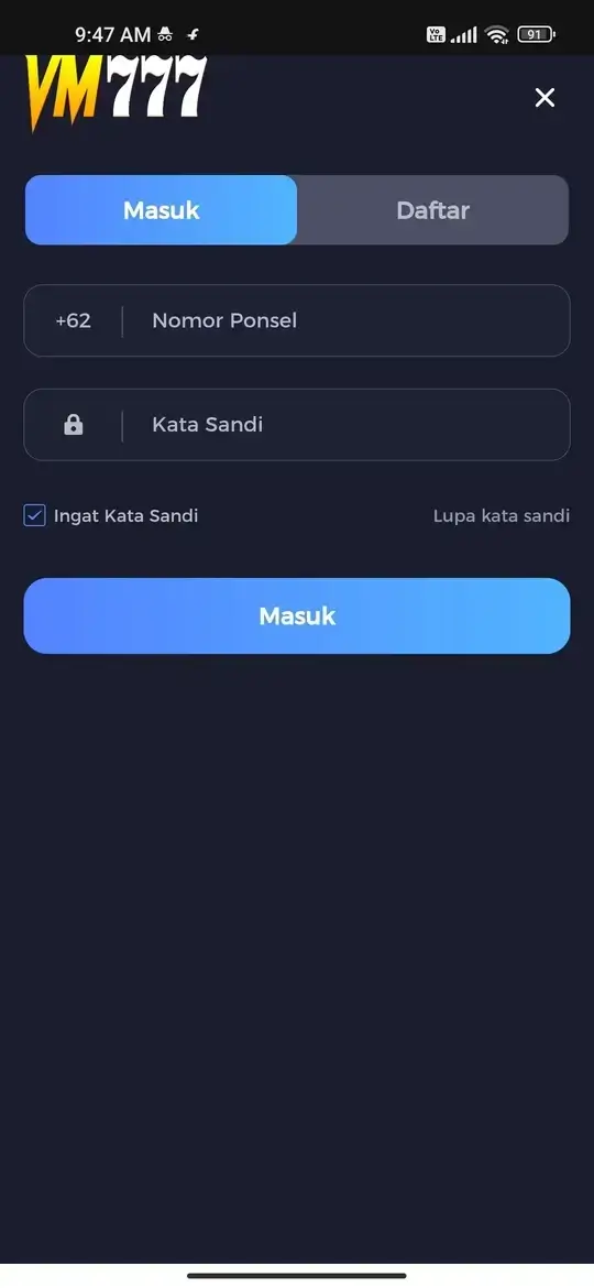 VM777 login dan registrasi